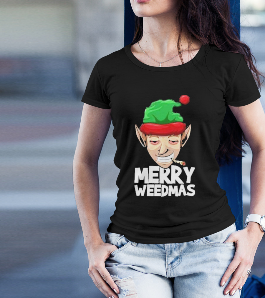Merry Weedmas Elf Smoking 420 T-Shirt