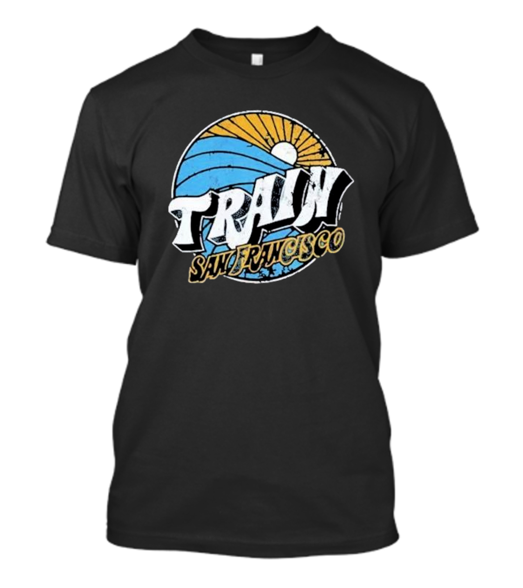 Train San Francisco Sunset Wave Retro T-Shirt
