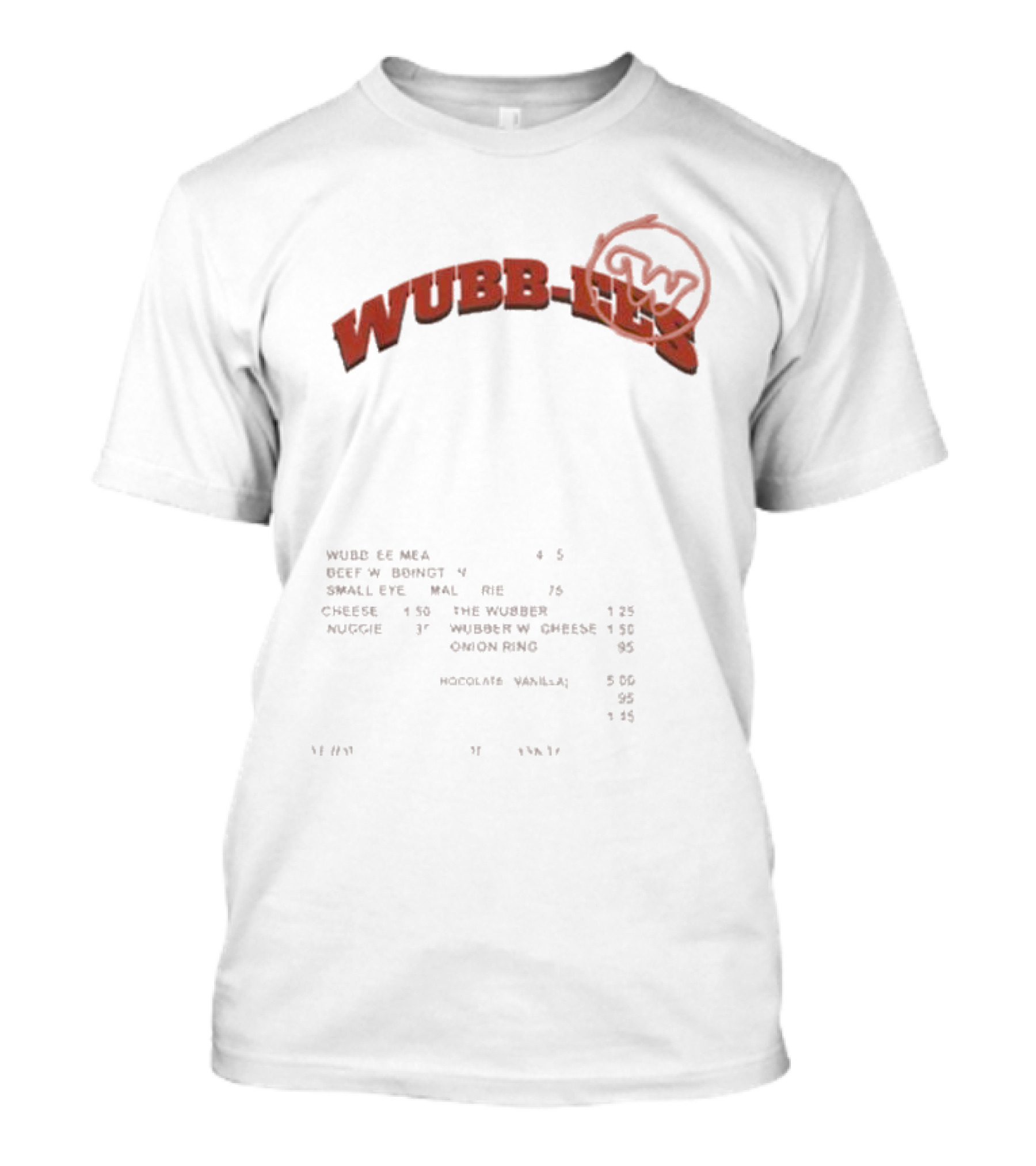Wubb Ees Menu The Wubber Cheese Nuggie Onion Ring Condiment Craze T-Shirt