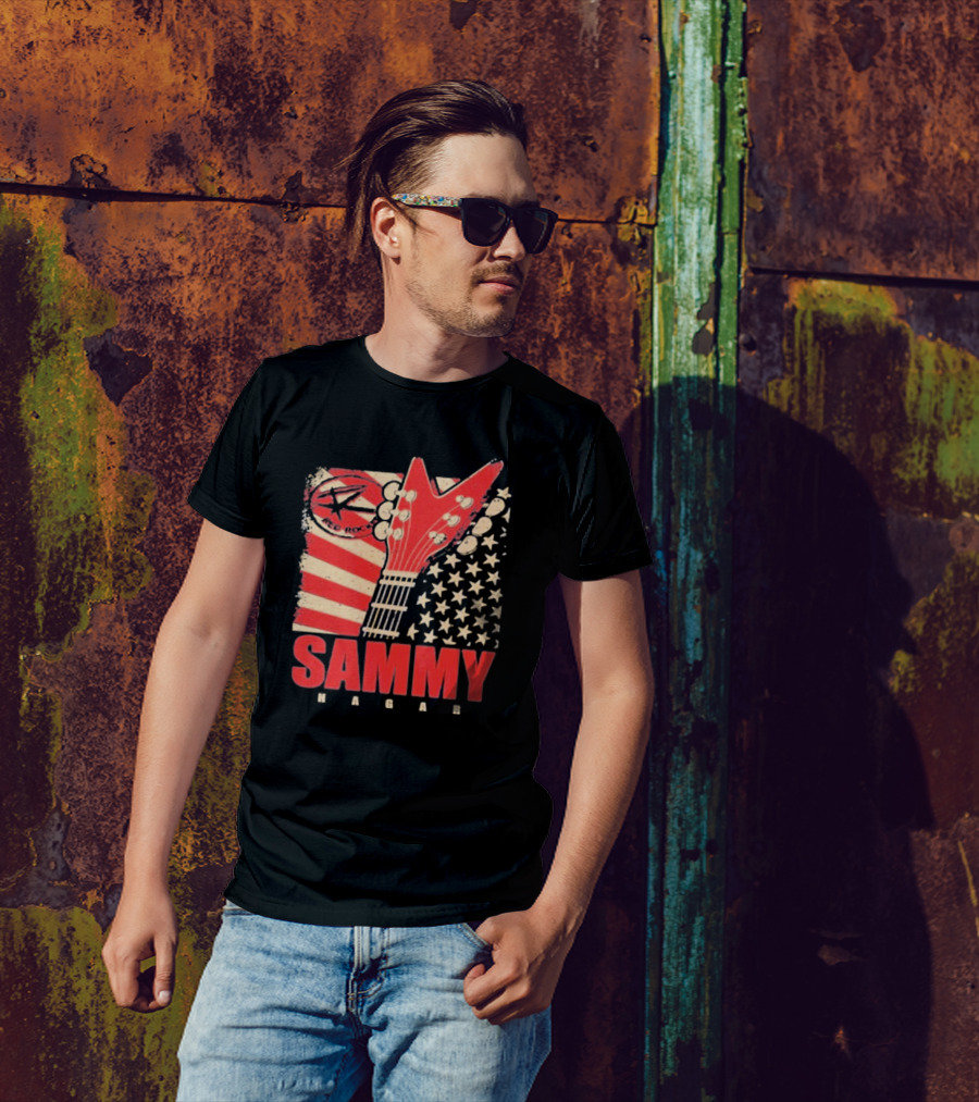 Sammy Hagar Red Rocker American Flag Guitar T-Shirt