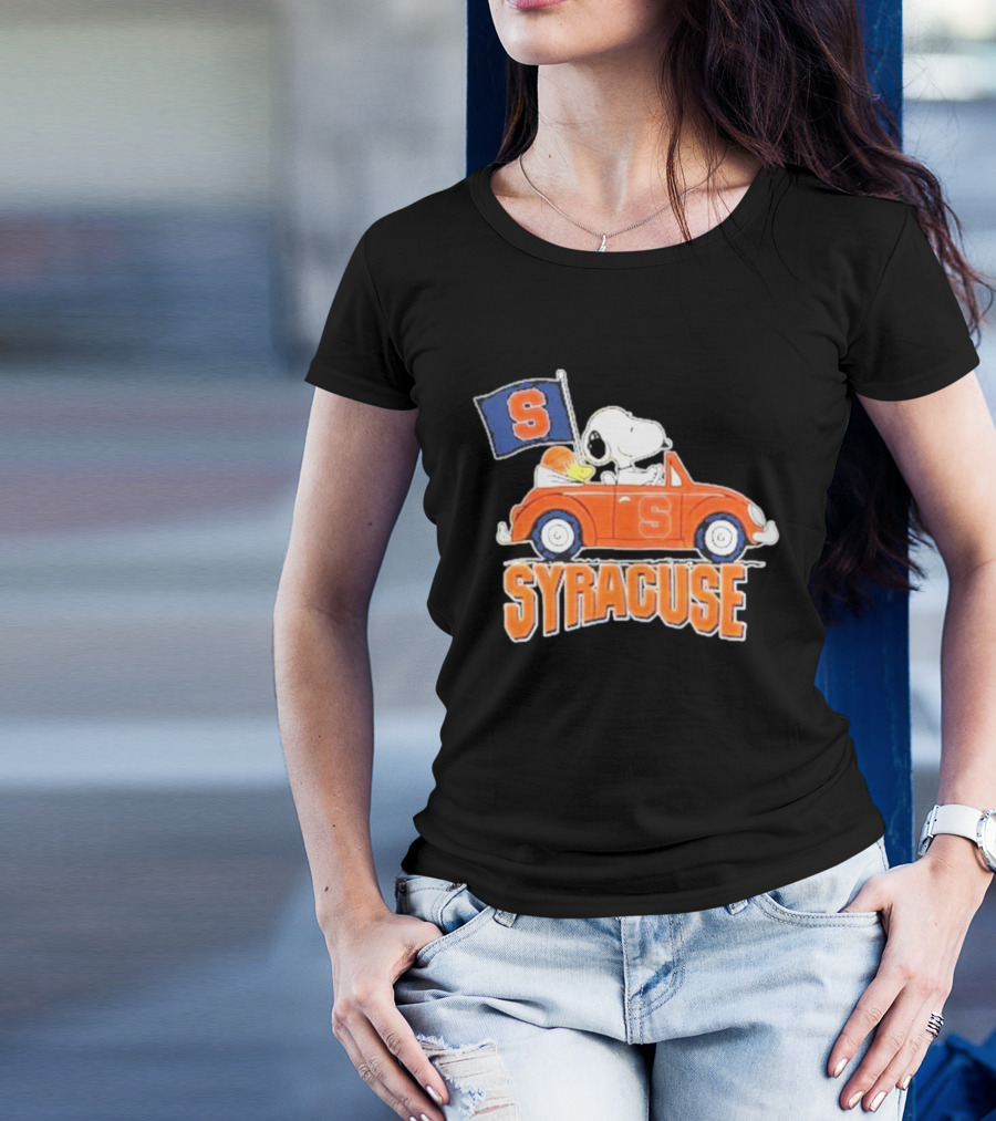 Snoopy Syracuse Orange Basketball Driving Car T-Shirt