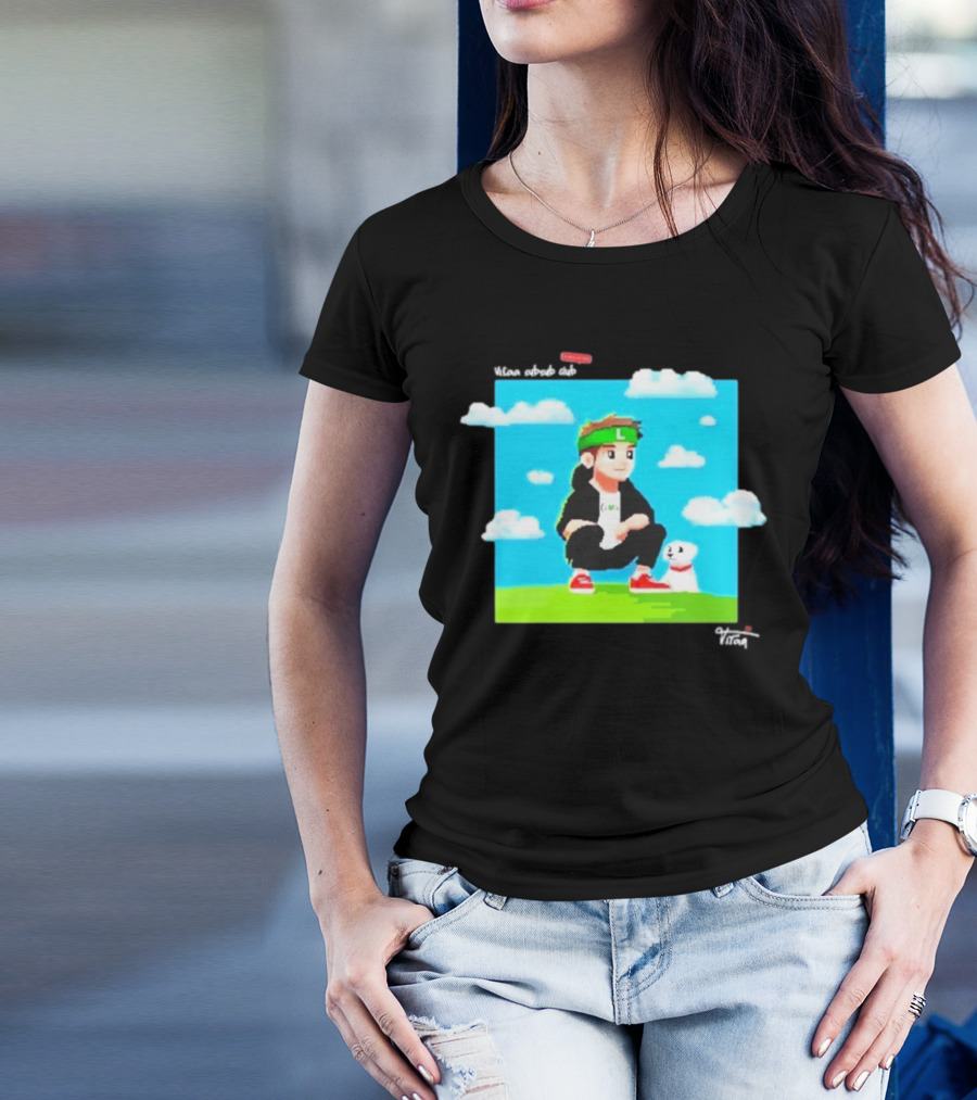 Vitaa Pixel 2024 Green Headband Cartoon Character With Dog T-Shirt