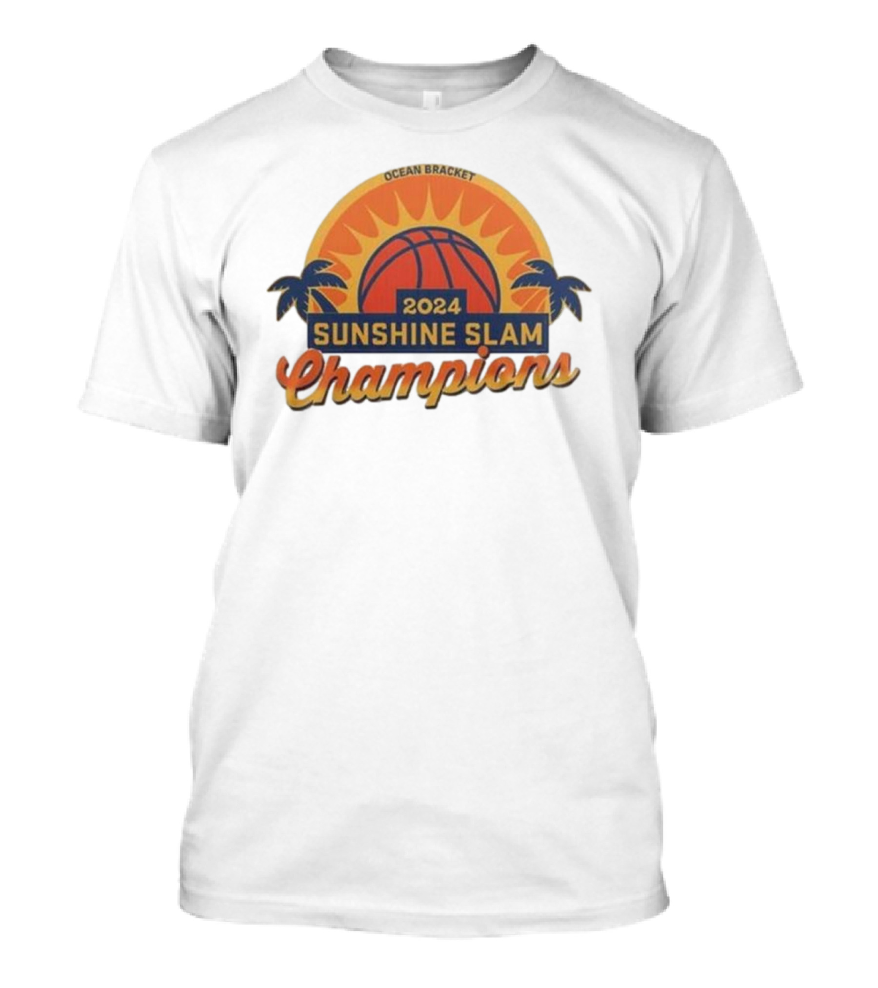 Clemson Tigers 2024 Ocean Bracket Sunshine Slam Champions Basketball Palm Trees Sunburst T-Shirt