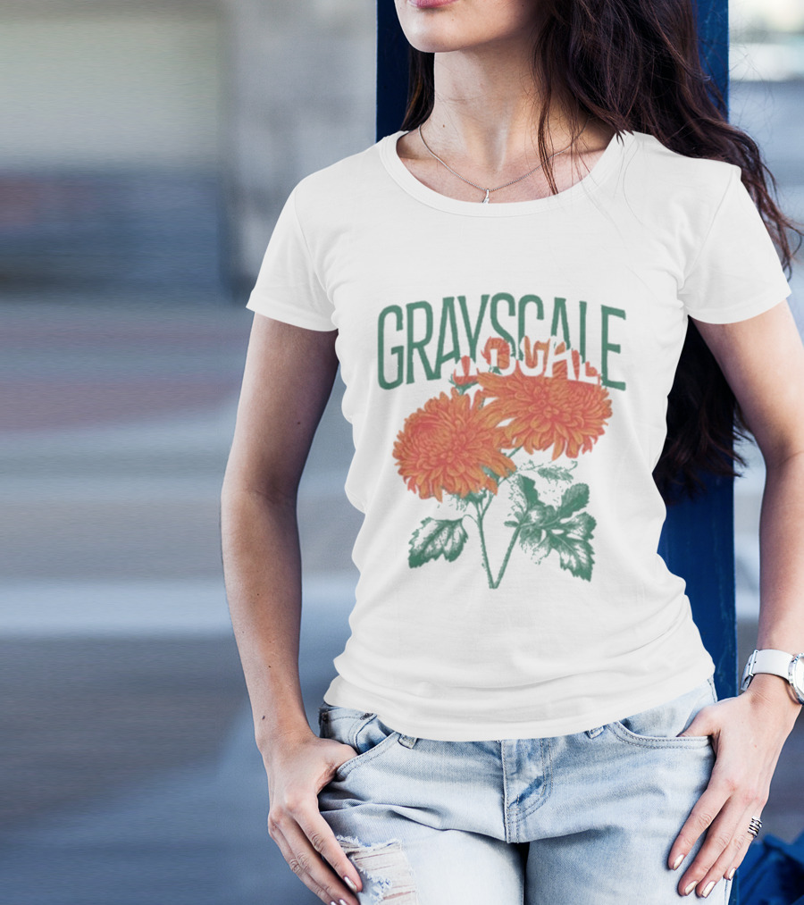 Grayscale Vintage Flower Logo T-Shirt
