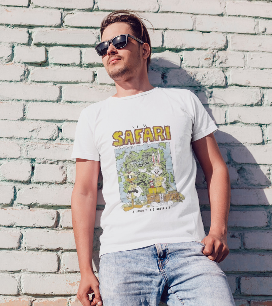 Safari Adventure With Iconic Cartoon Characters Map Exploration T-Shirt