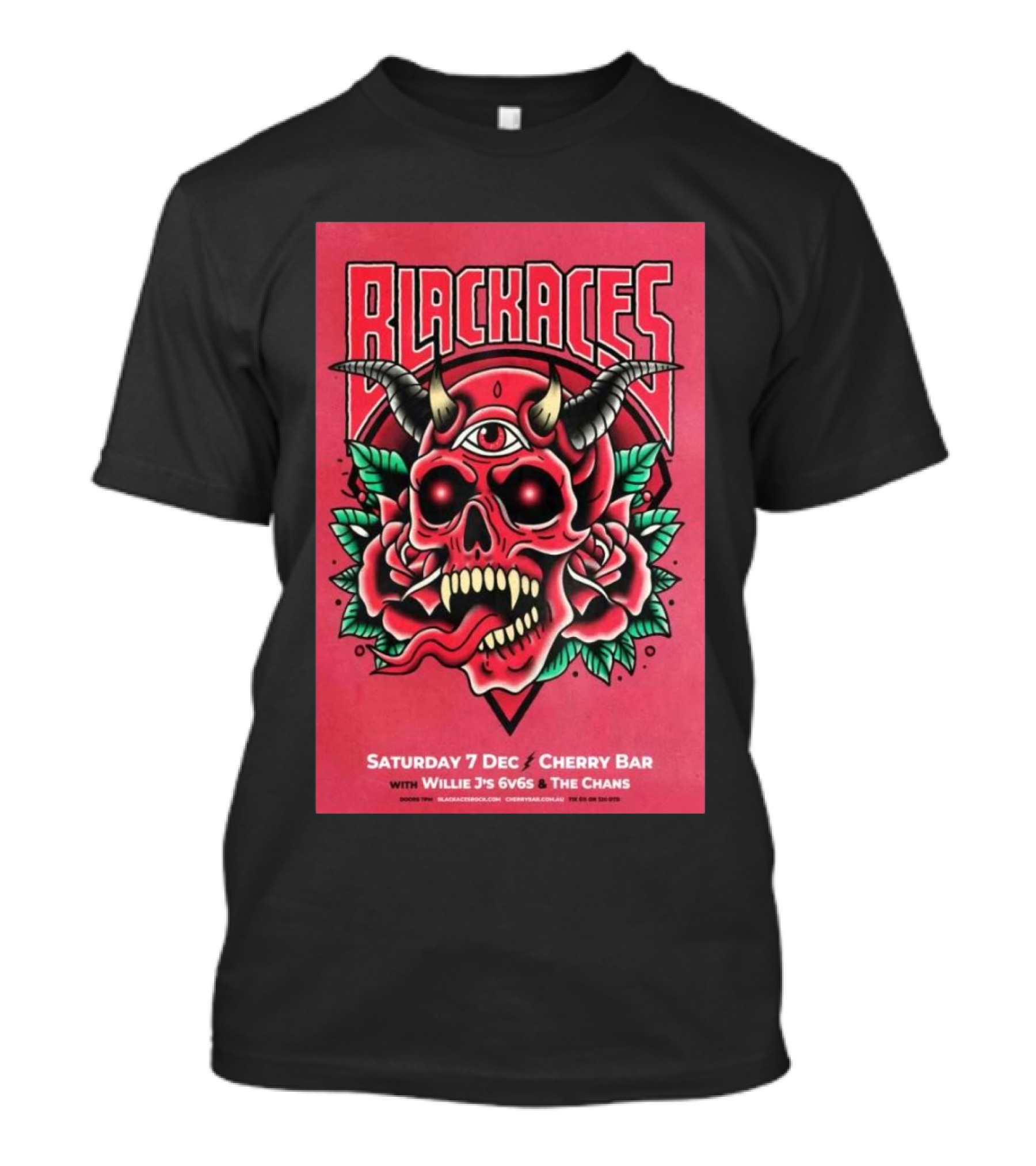 Black Aces Concert At Cherry Bar Melbourne VIC Australia On December 7 2024 With Willie J's Gy6's The Chans T-Shirt