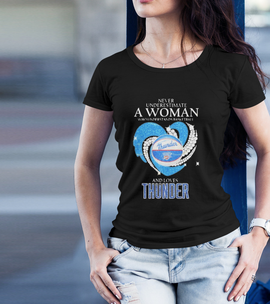 Never Underestimate A Woman Who Understands Basketball And Loves Oklahoma City Thunder T-Shirt