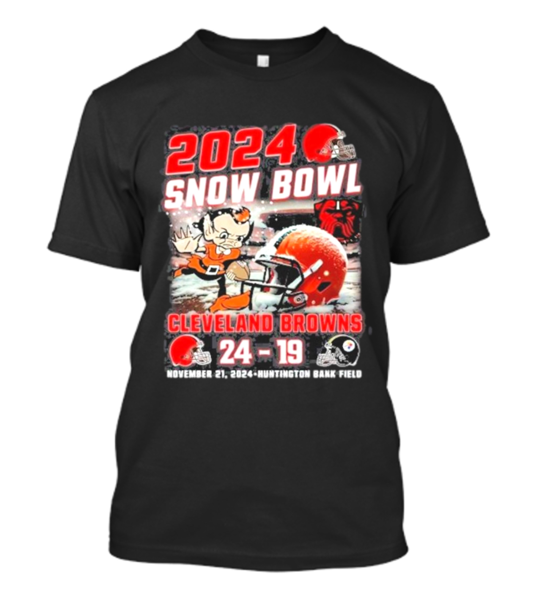 Cleveland Browns 2024 Snow Bowl Beat Steelers 24-19 November 21 Huntington Bank Field T-Shirt