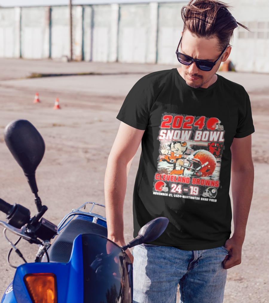 Cleveland Browns 2024 Snow Bowl Beat Steelers 24-19 November 21 Huntington Bank Field T-Shirt