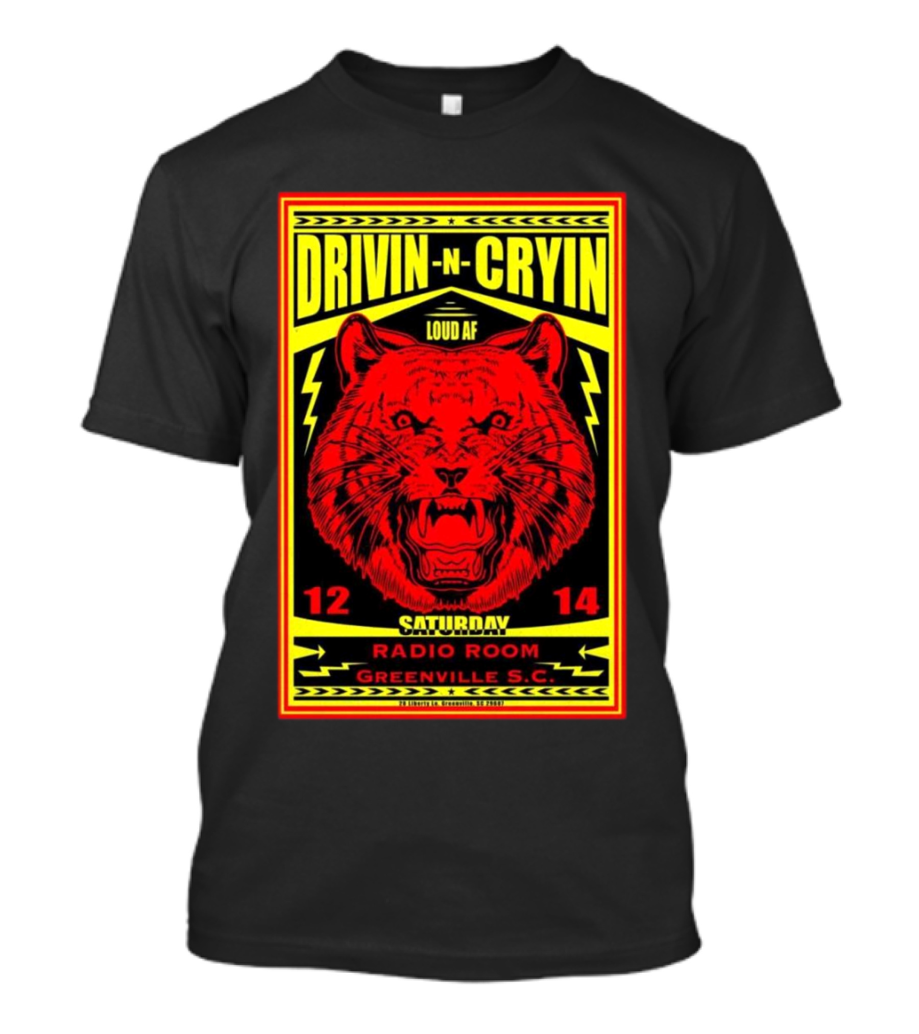 Drivin N Cryin Loud AF Concert Dec 14 2024 Greenville SC Radio Room Tiger T-Shirt