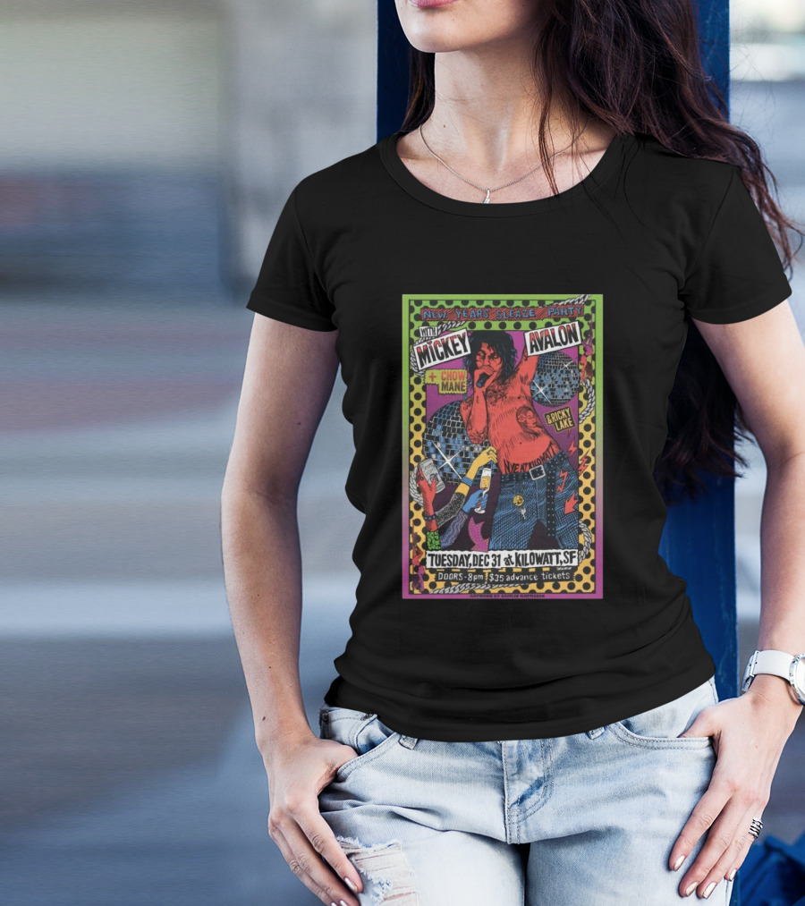 New Years Sleaze Party With Mickey Avalon And Chow Mane Brick Lake Dec 31 2024 Kilowatt SF T-Shirt