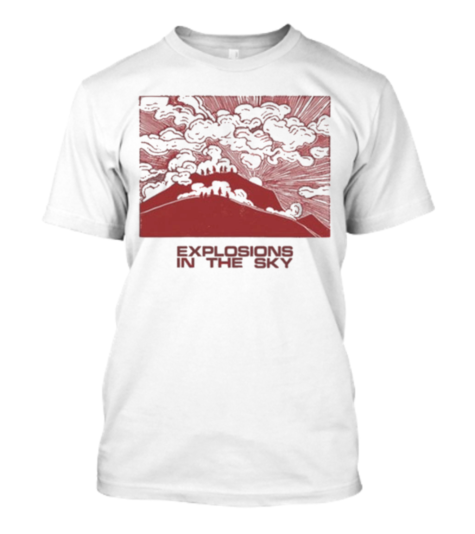 Explosions In The Sky Red Clouds Mountain Landscape T-Shirt