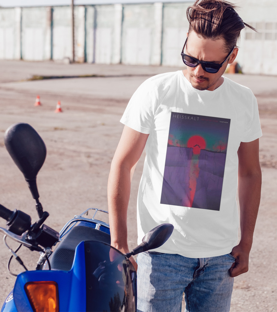 Heisskalt Vom Tun Und Lassen 2024 Tour Jumping Over A Canyon With Vibrant Sunset T-Shirt