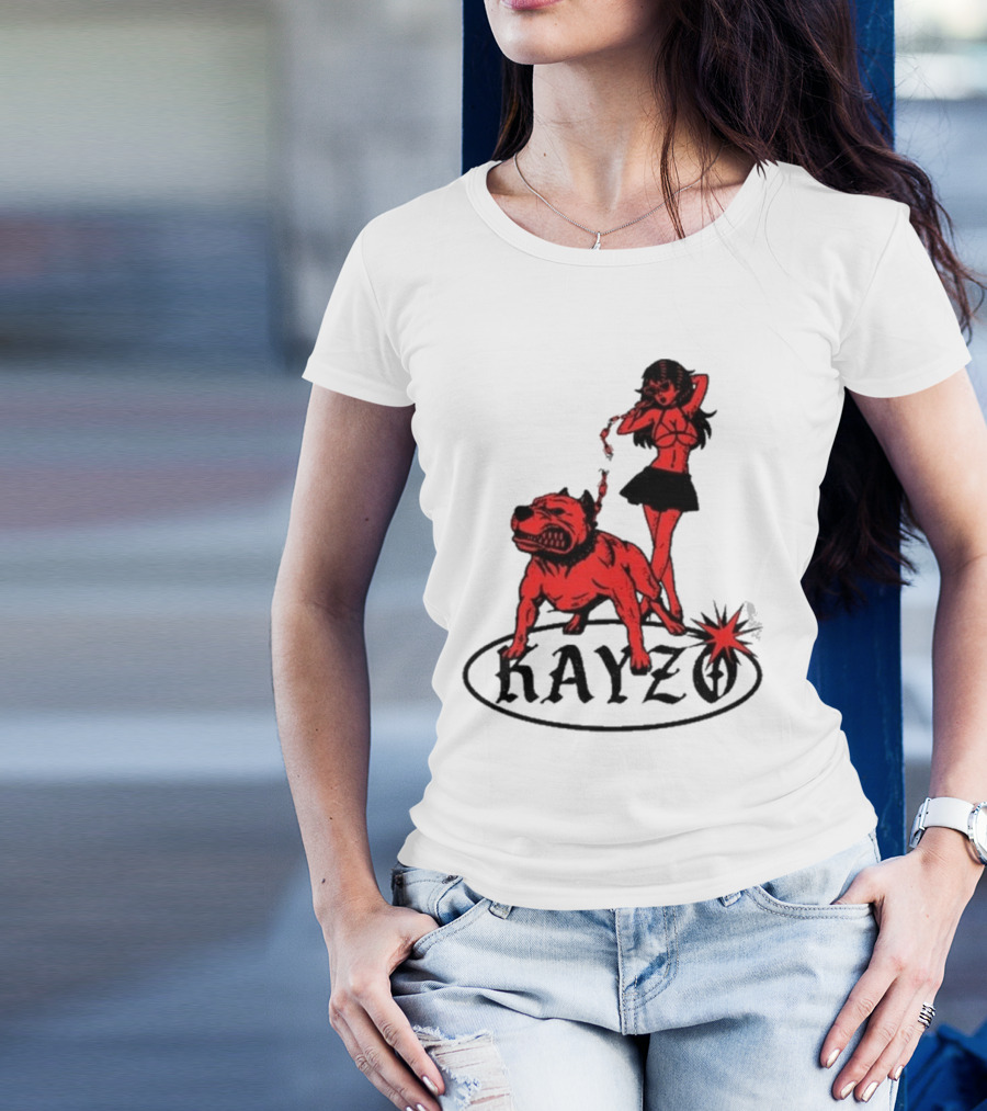 Kayzo Unleashed Red Dog And Woman T-Shirt