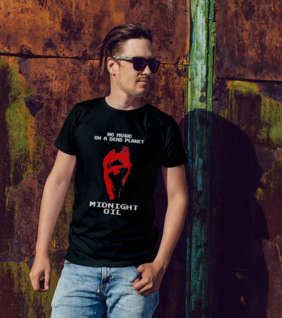 Midnight Oil No Music On A Dead Planet Red Hand T-Shirt