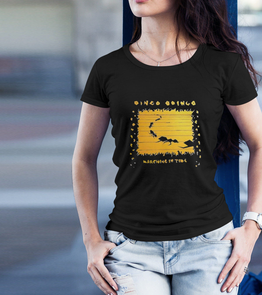 Oingo Boingo Marching In Time Ants On Yellow Stripe T-Shirt
