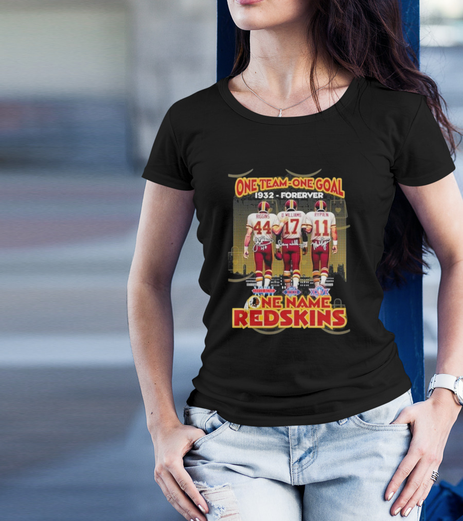 One Team One Goal 1932-Forever Redskins Riggins Williams Rypien Washington Commanders Signature T-Shirt
