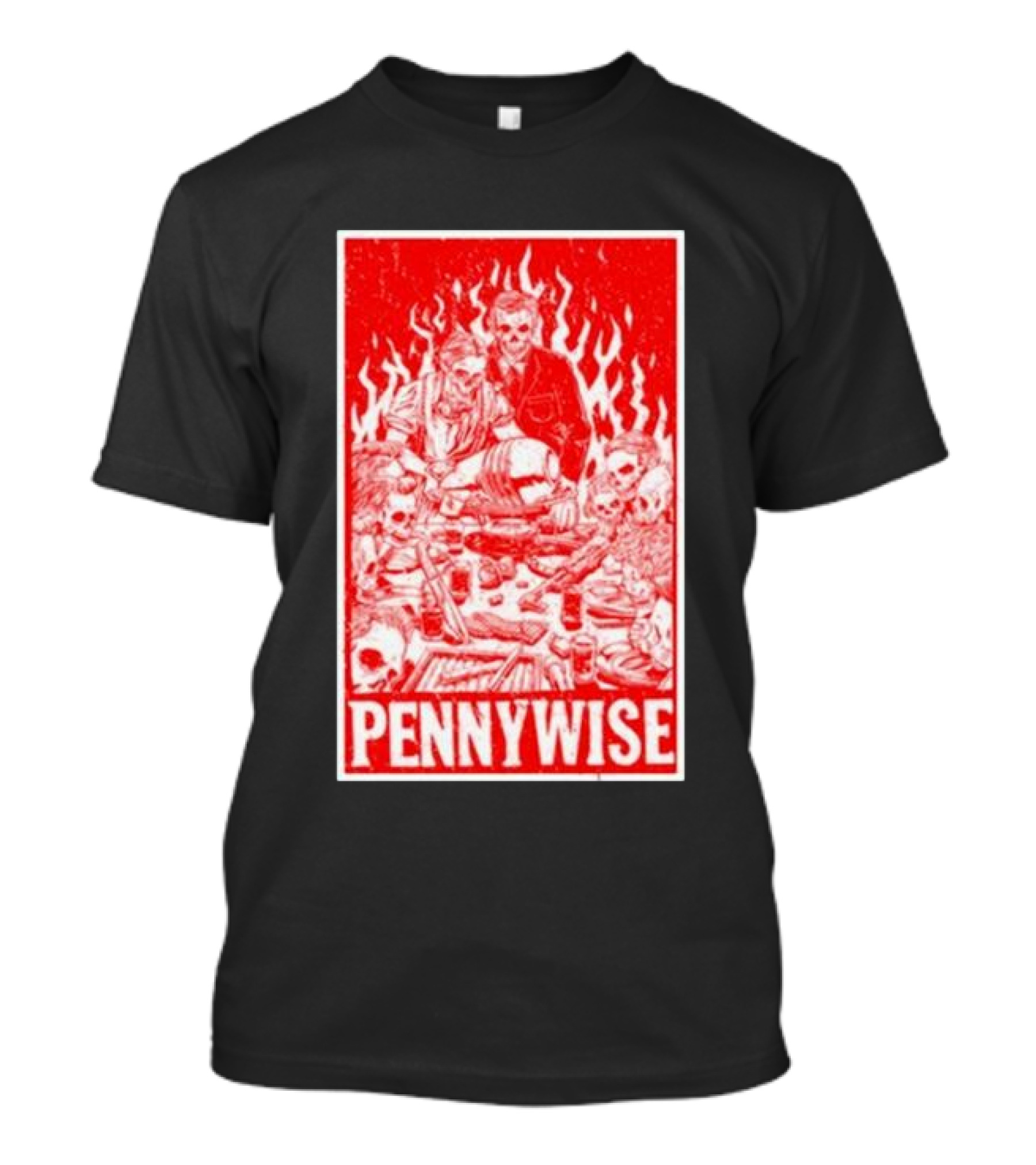 Pennywise Festive Feast With Flames And Skulls T-Shirt