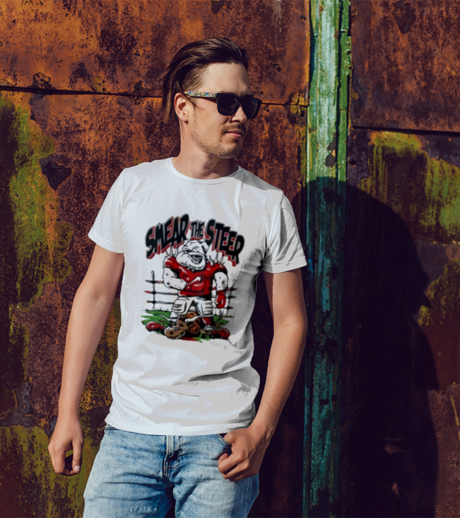 Smear The Steer Georgia Bulldogs Vs Texas Longhorns Football Rivalry T-Shirt
