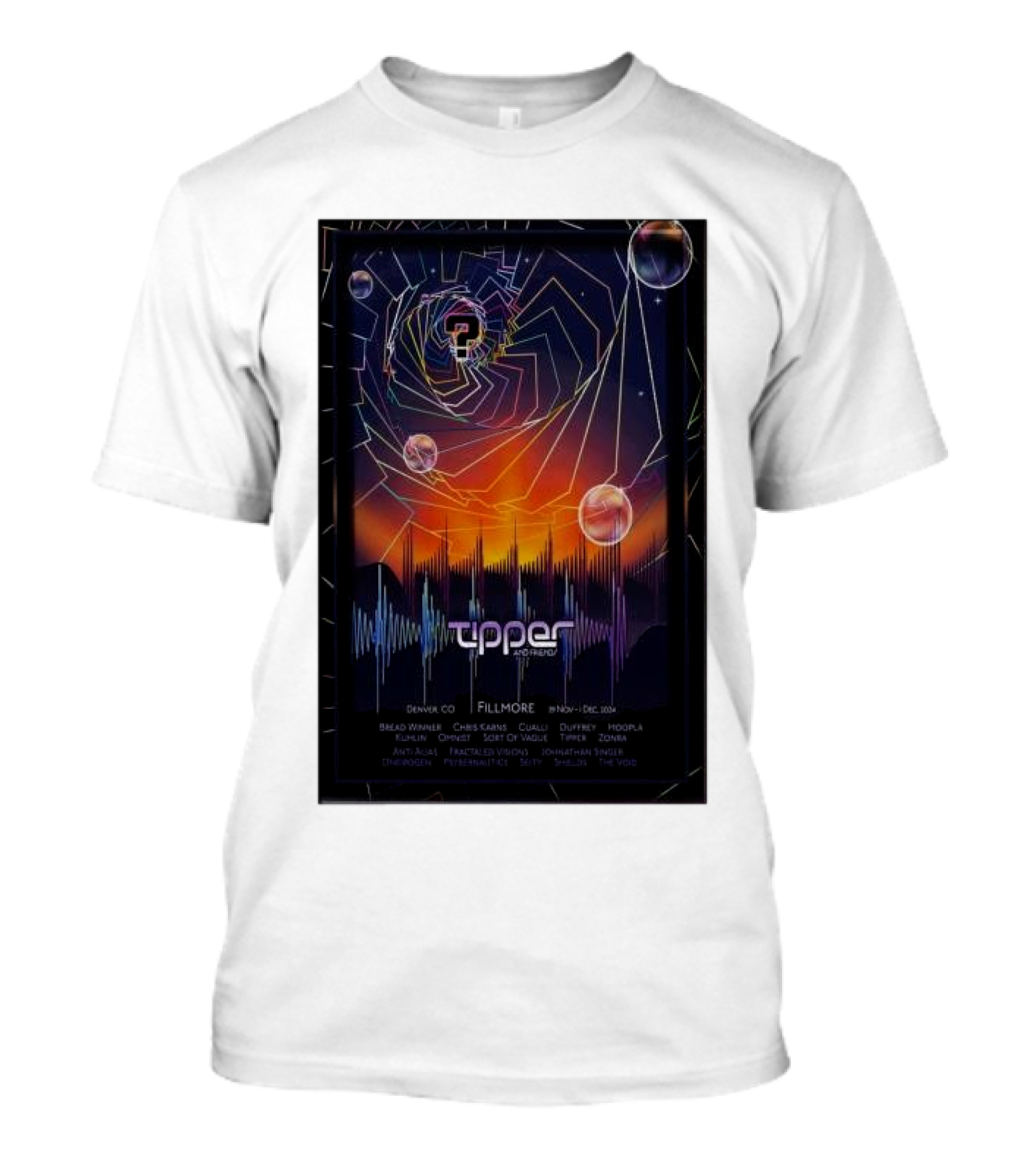 Tipper And Friends Denver CO November 29 To December 1 2024 Featuring Jade Cicada Dela Moon Pretty Lights Orchestrated Paul Stamets Spongle DJ Set Savej Spectrumsonic T-Shirt