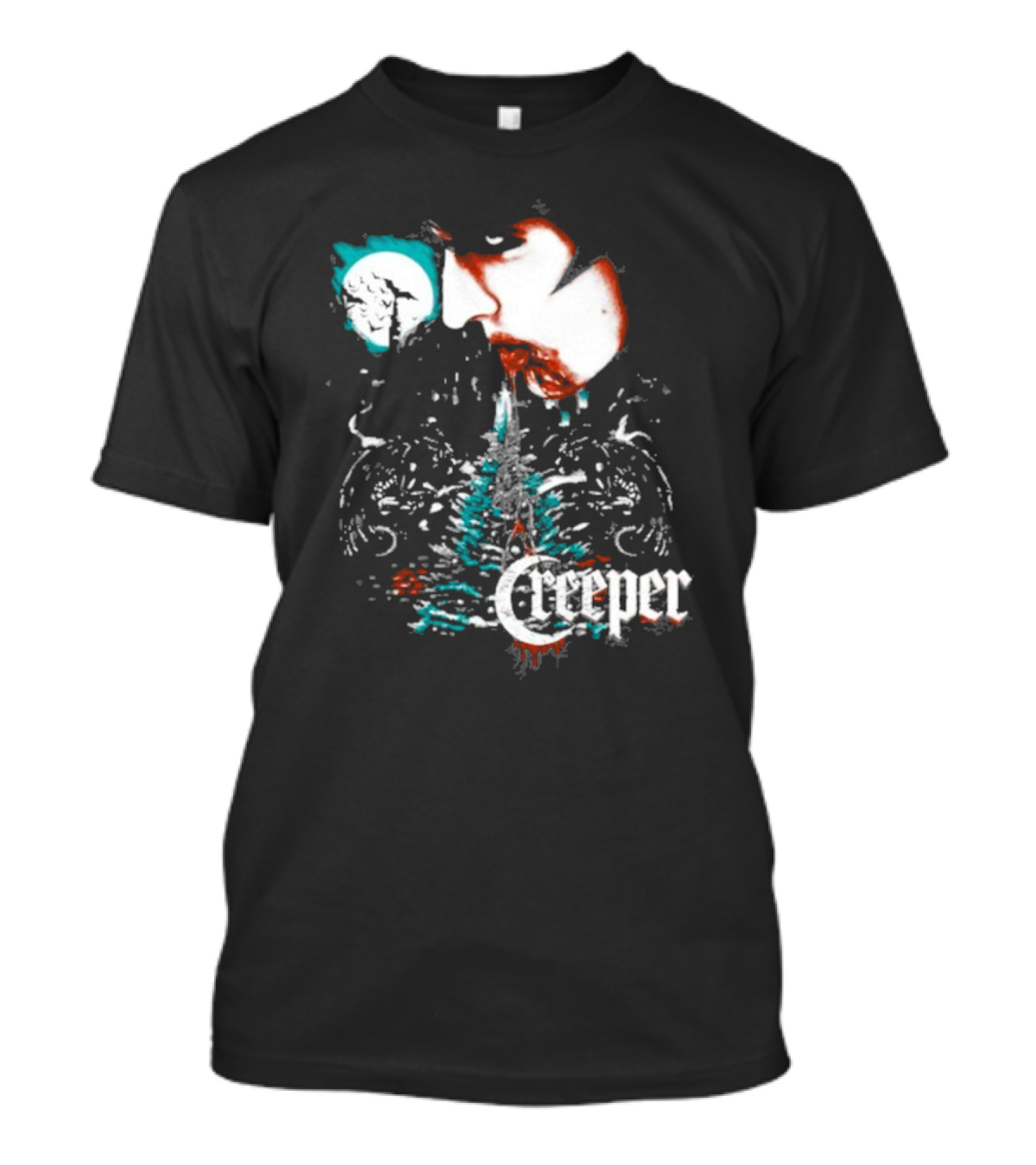 Creeper 2024 Christmas Holiday Moon And Tree T-Shirt