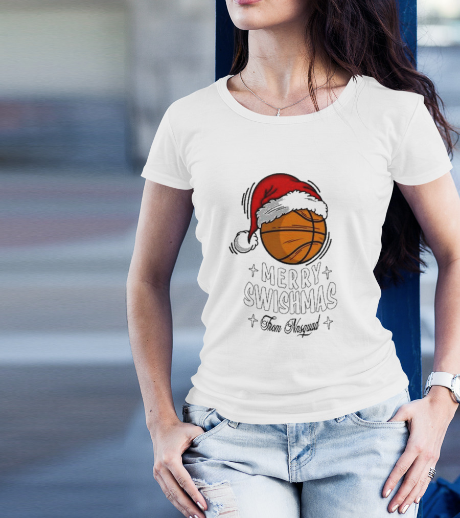 Merry Swishmas From Nnsquad Basketball Santa Hat T-Shirt