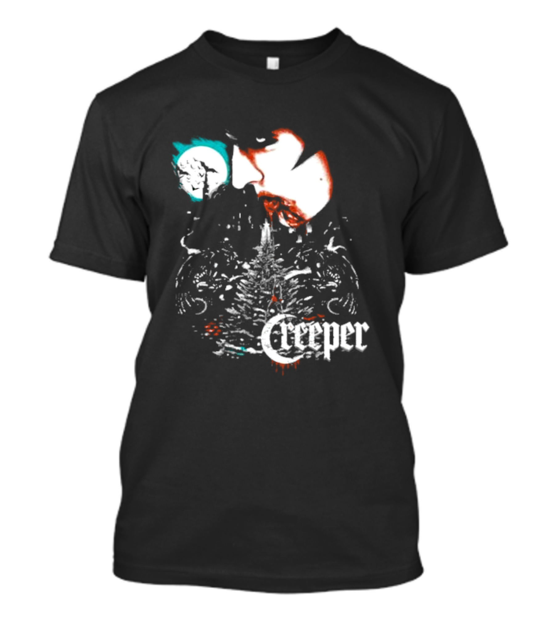 Creeper Christmas 2024 Gothic Holiday Moonlit Face And Tree T-Shirt