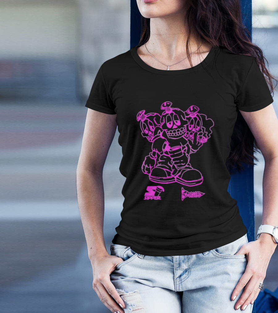 Sipper Slumped Trio Purple Black Outline T-Shirt