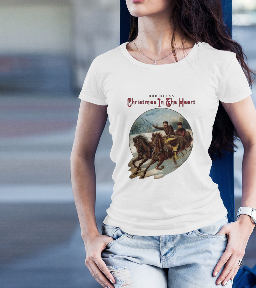 Bob Dylan Christmas In The Heart Vintage Sleigh Ride Scene T-Shirt