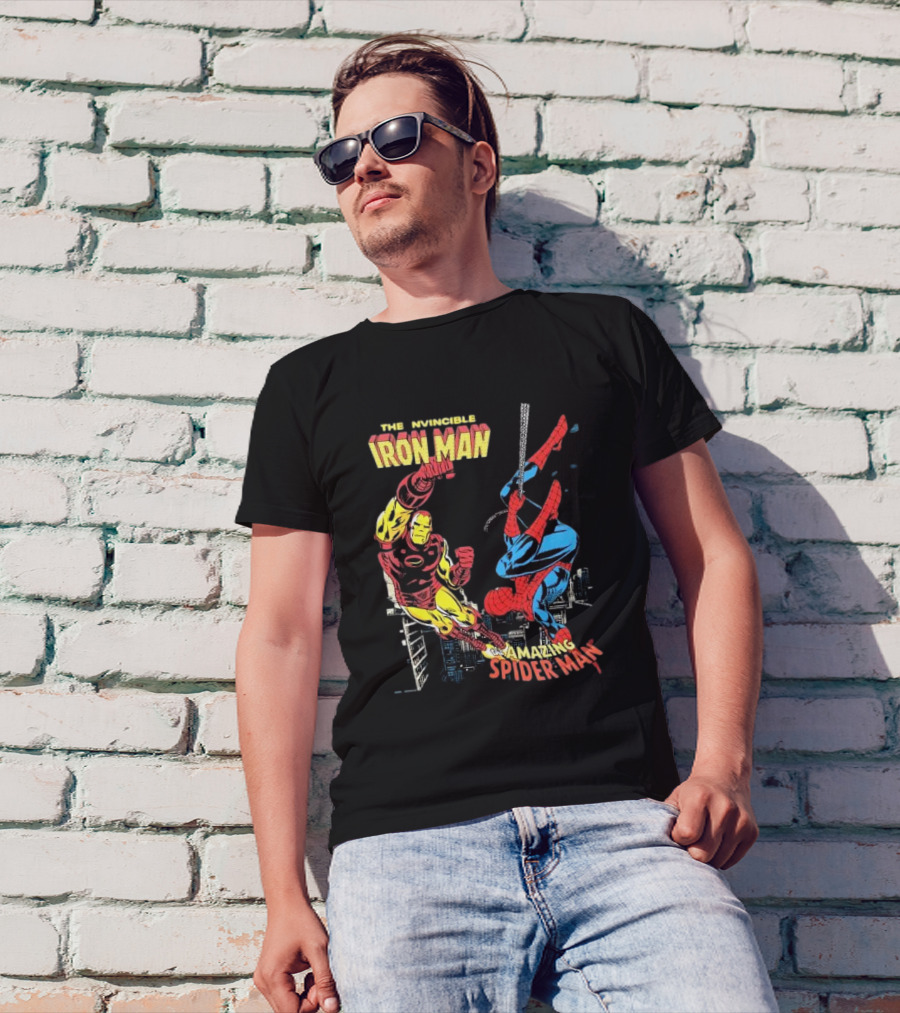 The Invincible Iron Man And The Amazing Spider-Man Showdown In The City T-Shirt