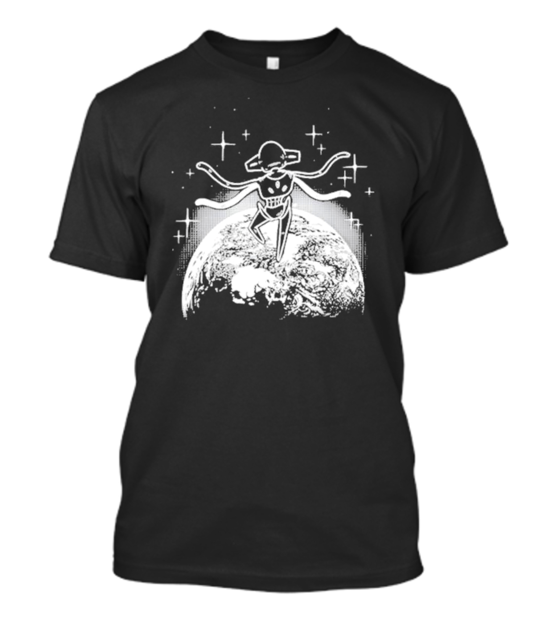 Snacky Boy Deoxys Floating Above Earth With Stars T-Shirt