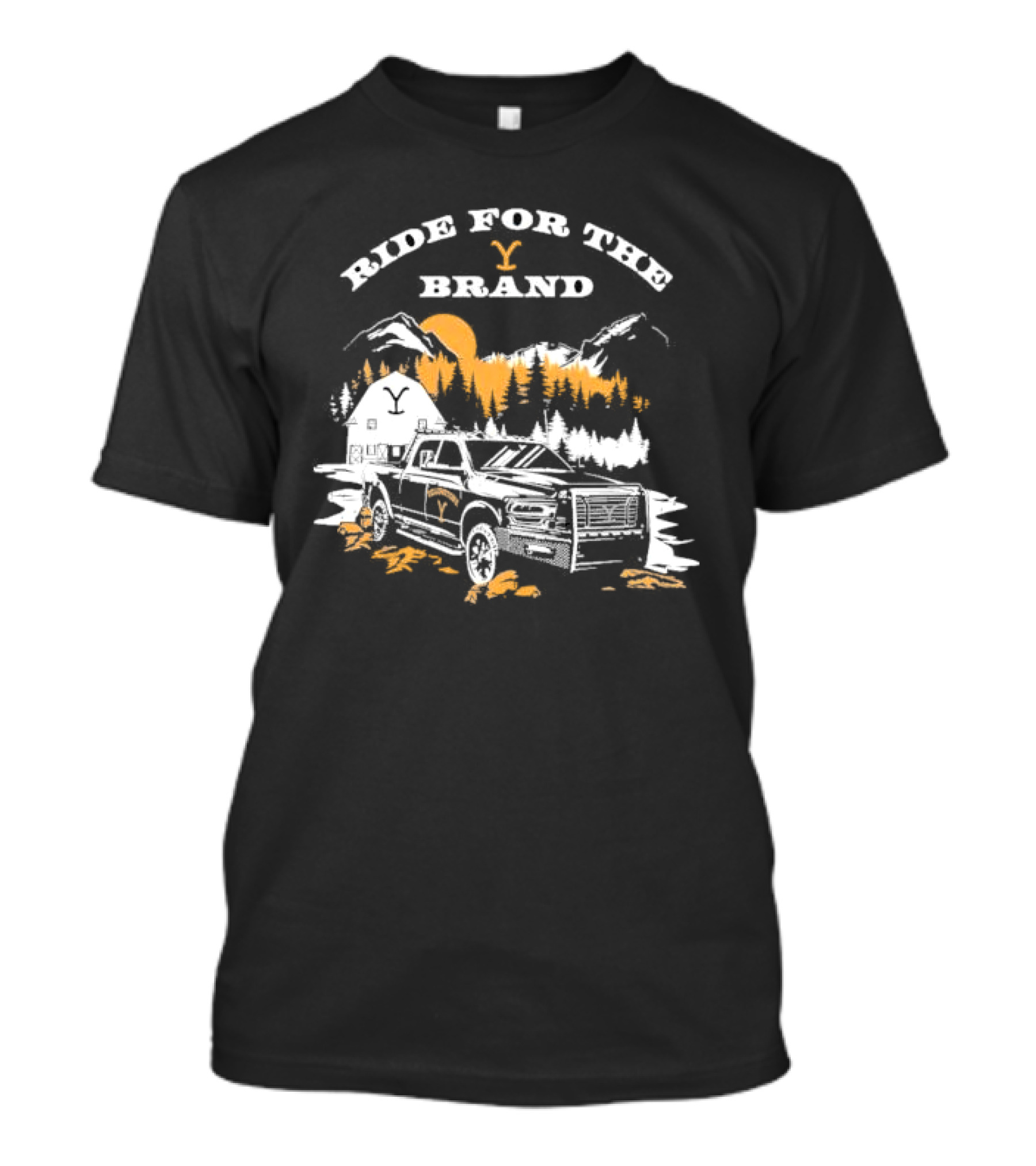 Yellowstone Ride For The Brand Truck Mountains Barn Scene T-Shirt