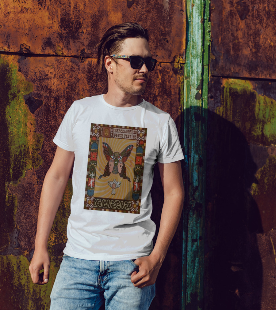 Barcelona Psych Fest April 3-5 2025 Spain Butterfly Art Deco T-Shirt