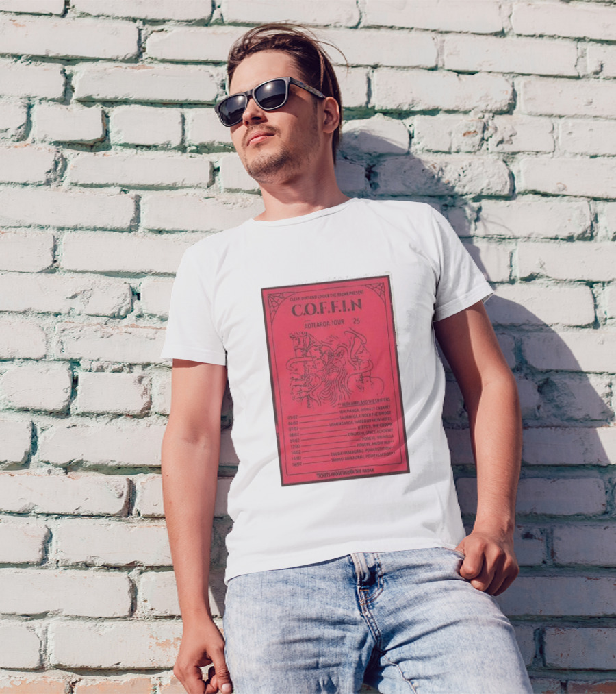 Clean Dirt And Under The Radar Present C.O.F.F.I.N Aotearoa Tour 2025 With Amyl And The Sniffers T-Shirt
