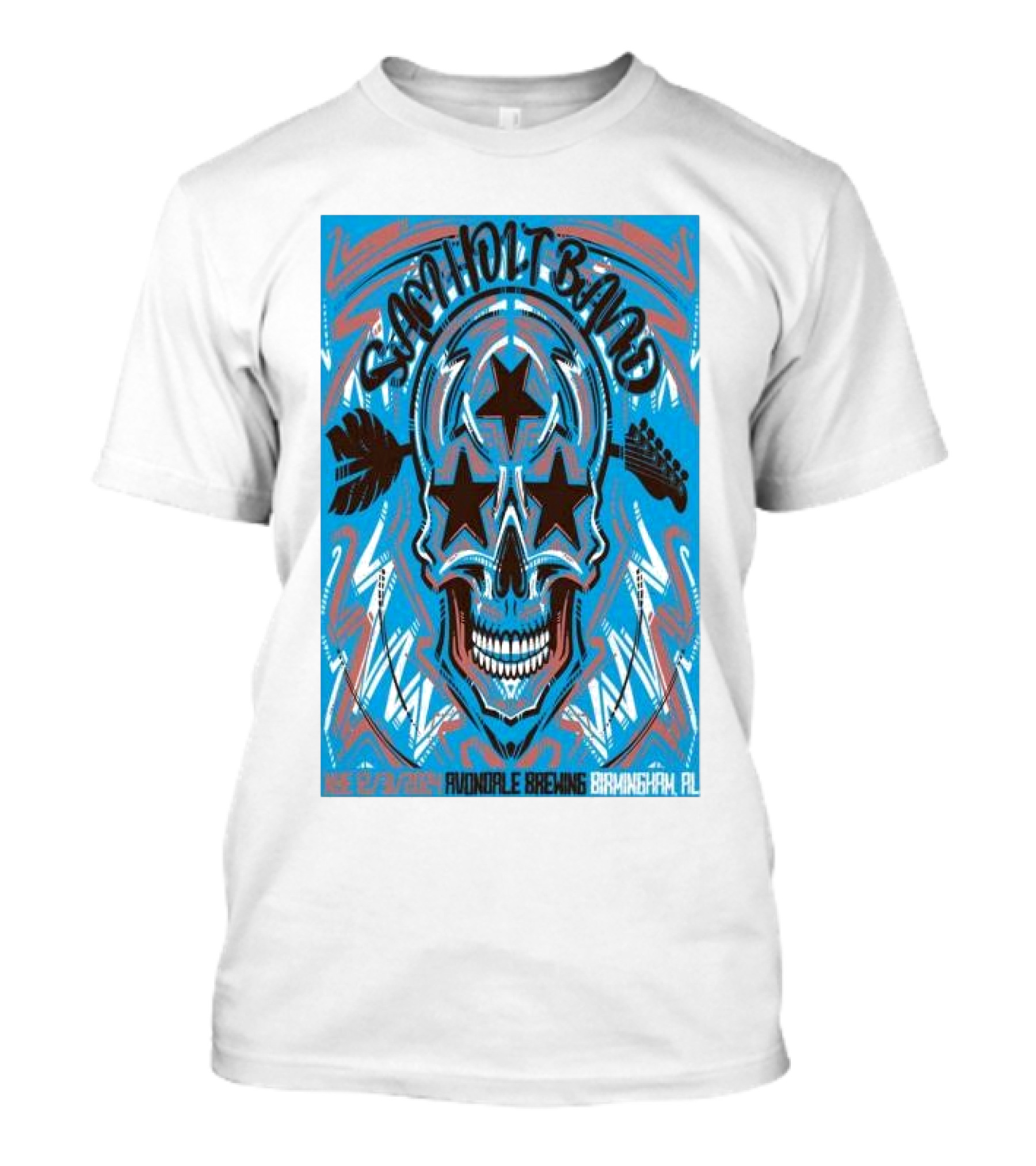 Sam Holt Band Avondale Brewing Birmingham AL December 31 2024 Skull Stars Arrows T-Shirt