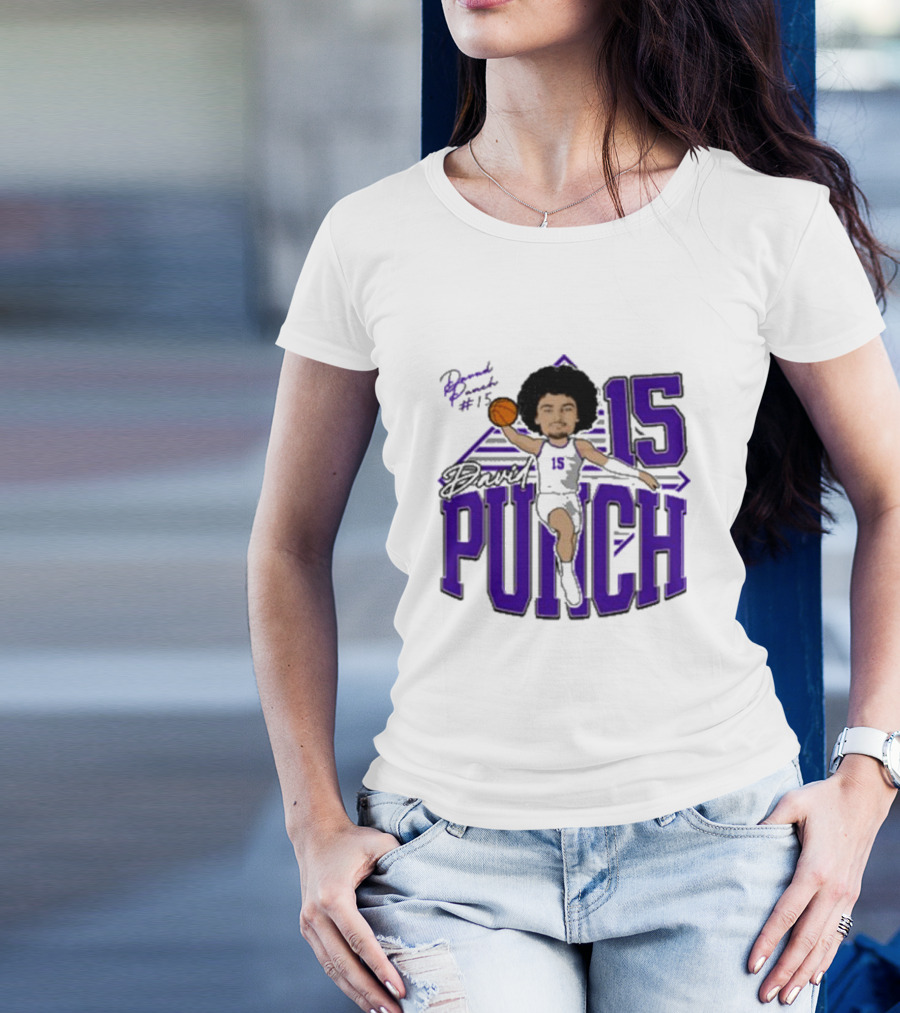 David Punch #15 TCU Basketball Player Caricature T-Shirt