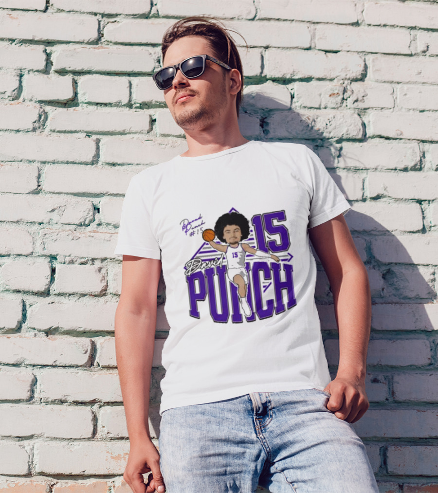 David Punch #15 TCU Basketball Player Caricature T-Shirt