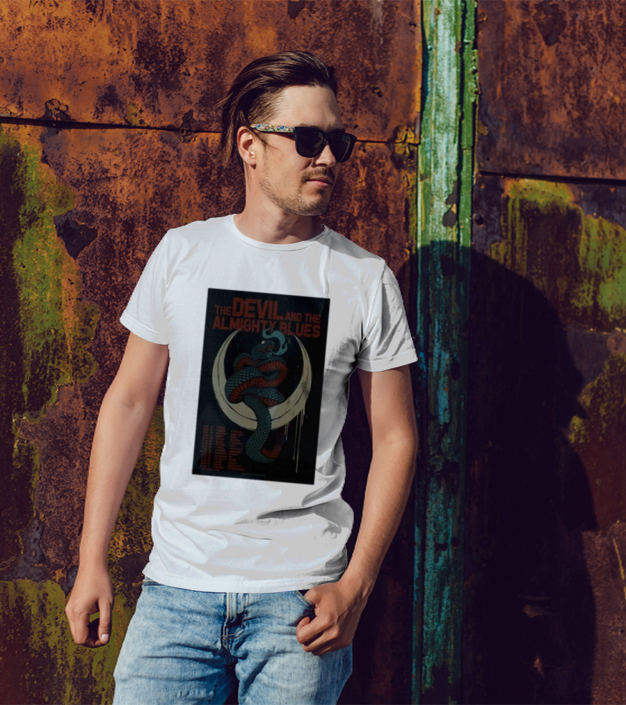 The Devil And The Almighty Blues United Kingdom Tour 2025 Snake On Crescent Moon T-Shirt
