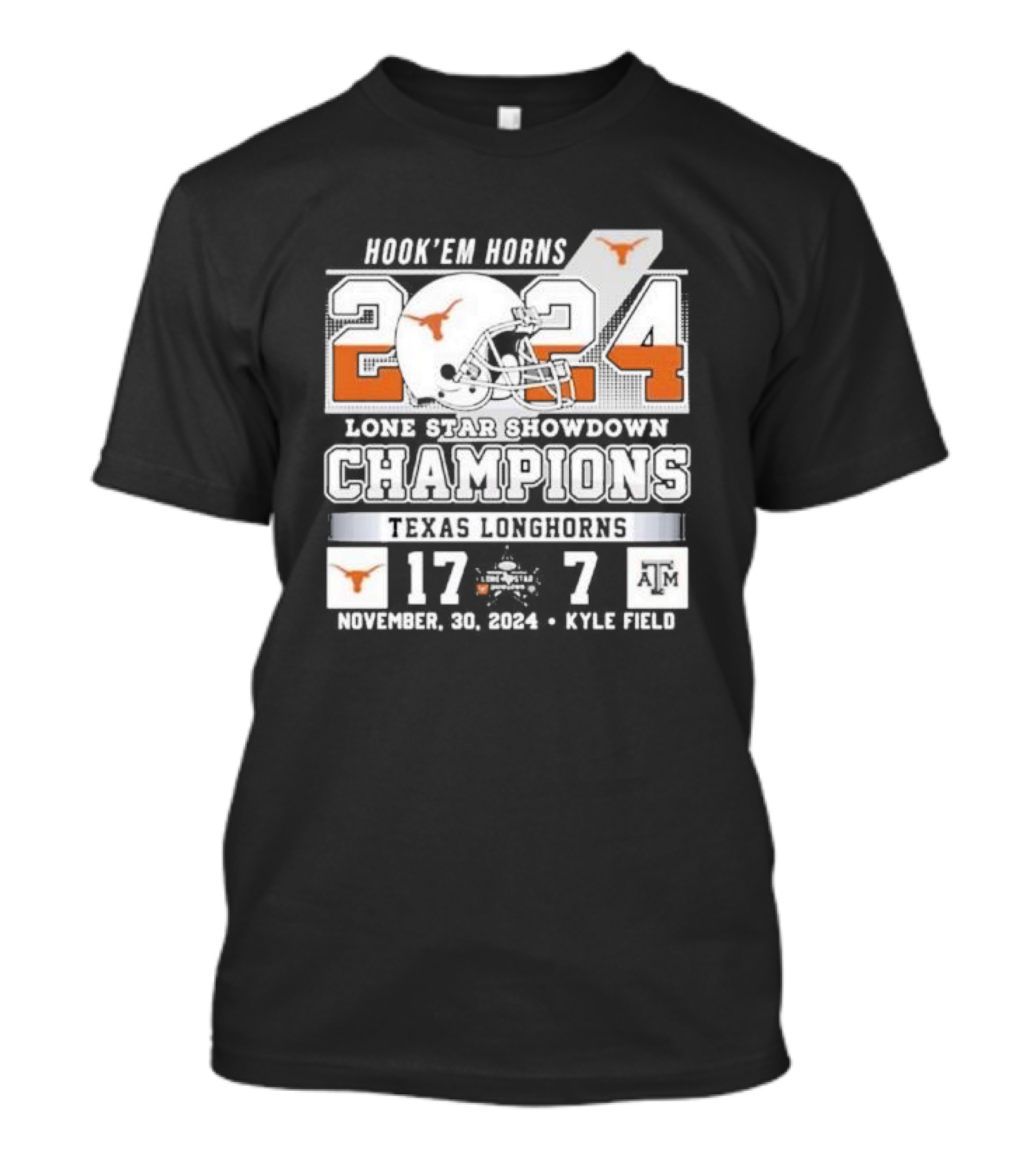 Hook Em Horns 2024 Lone Star Showdown Champions Texas Longhorns 17-7 November 30 Kyle Field T-Shirt