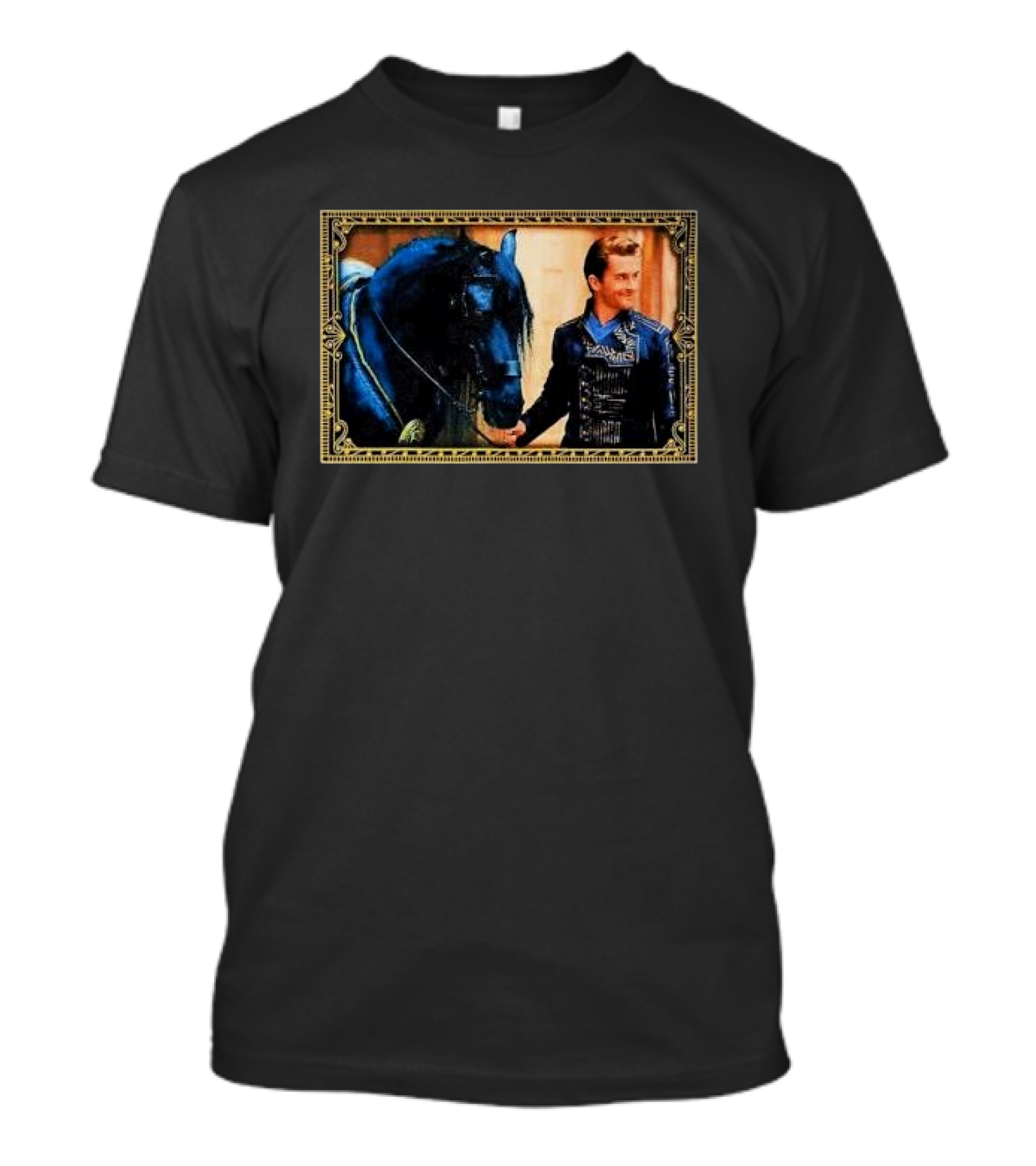 Wicked Fiyero Frame With Dark Horse And Male Figure In Ornate Border T-Shirt