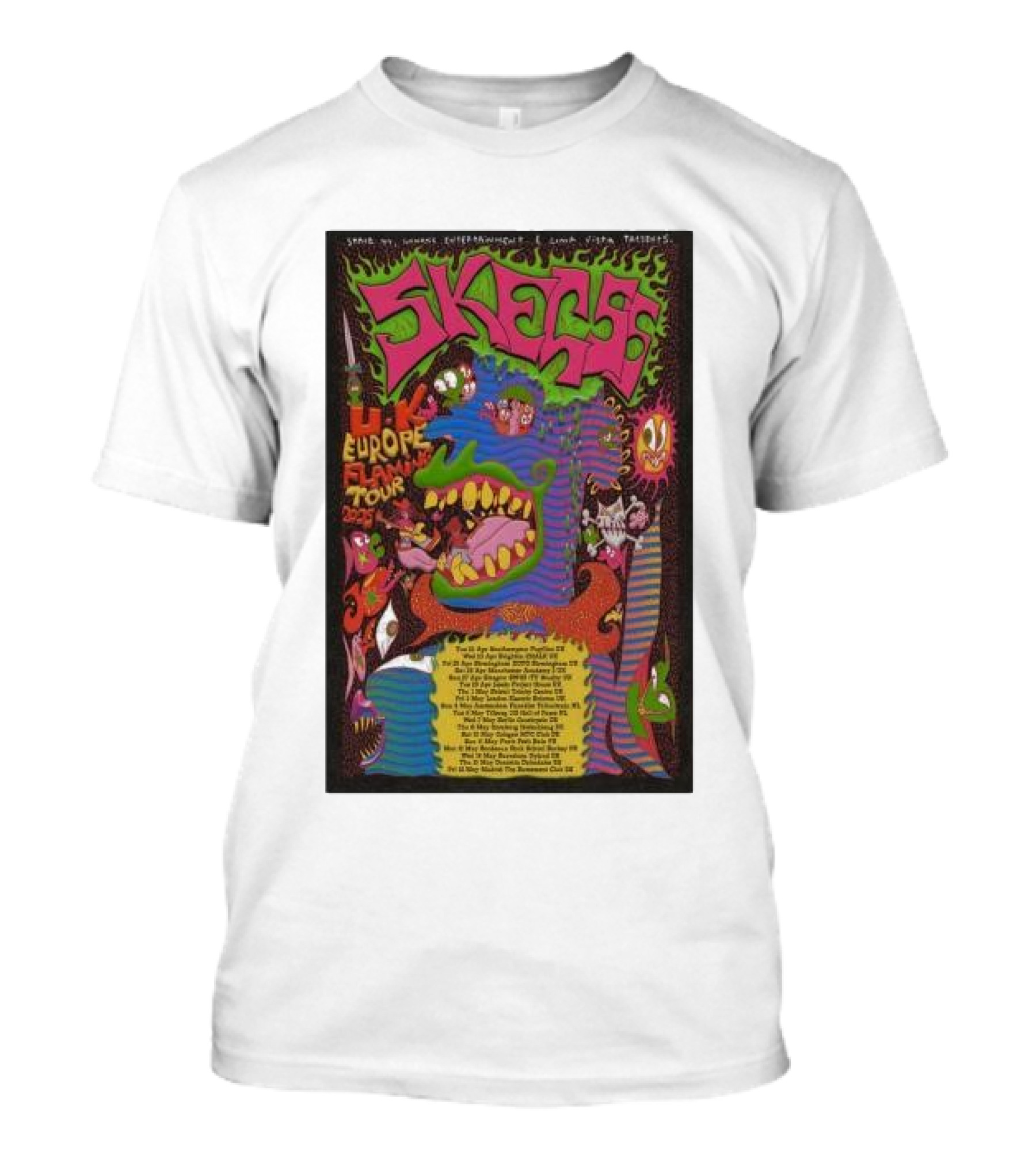 Uk Europe Flaming Tour 2025 Skegss Psychedelic Monster T-Shirt