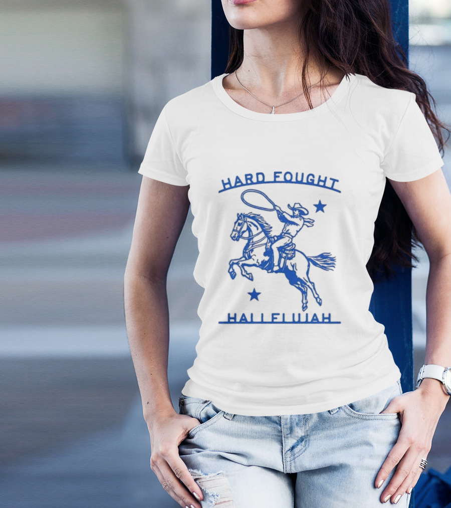 Hard Fought Hallelujah Cowboy With Lasso And Stars T-Shirt