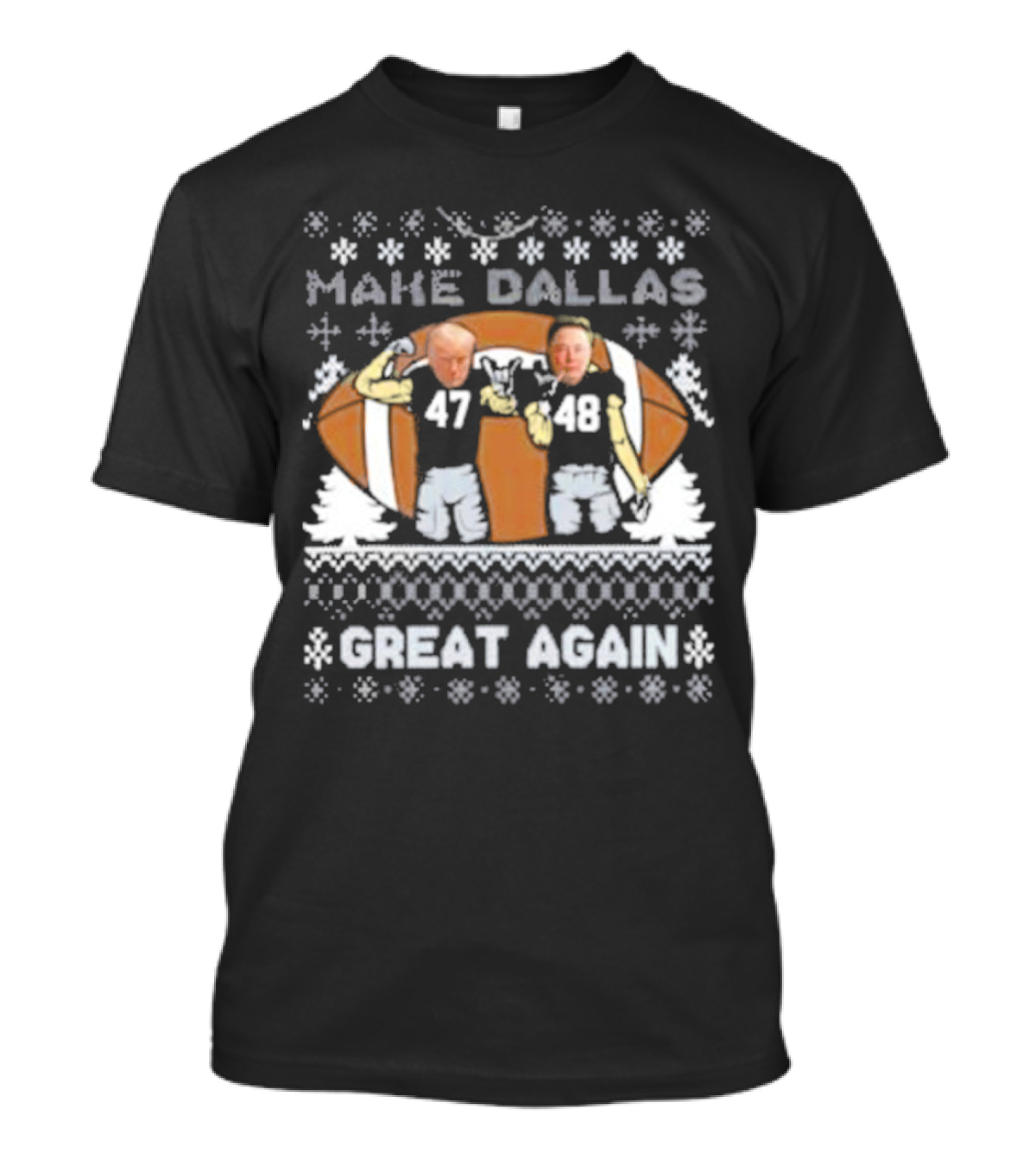 Make Dallas Great Again Trump Elon Musk Christmas 2024 Football Players T-Shirt