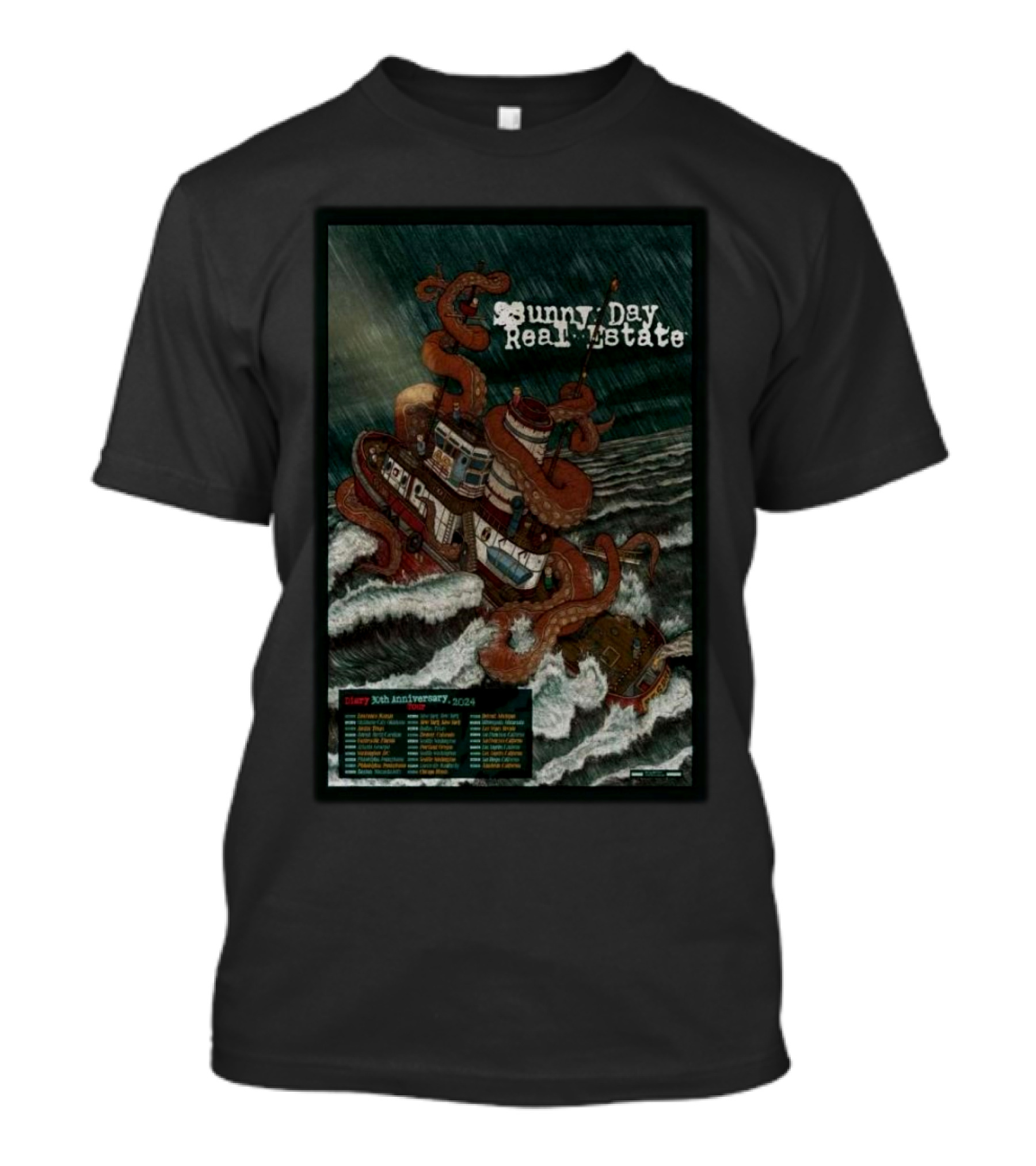 Sunny Day Real Estate Diary 30th Anniversary 2024 Tour Octopus Ship Storm T-Shirt