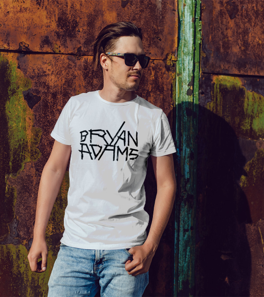 BRYAN ADAMS Logo Messy Happy Text T-Shirt