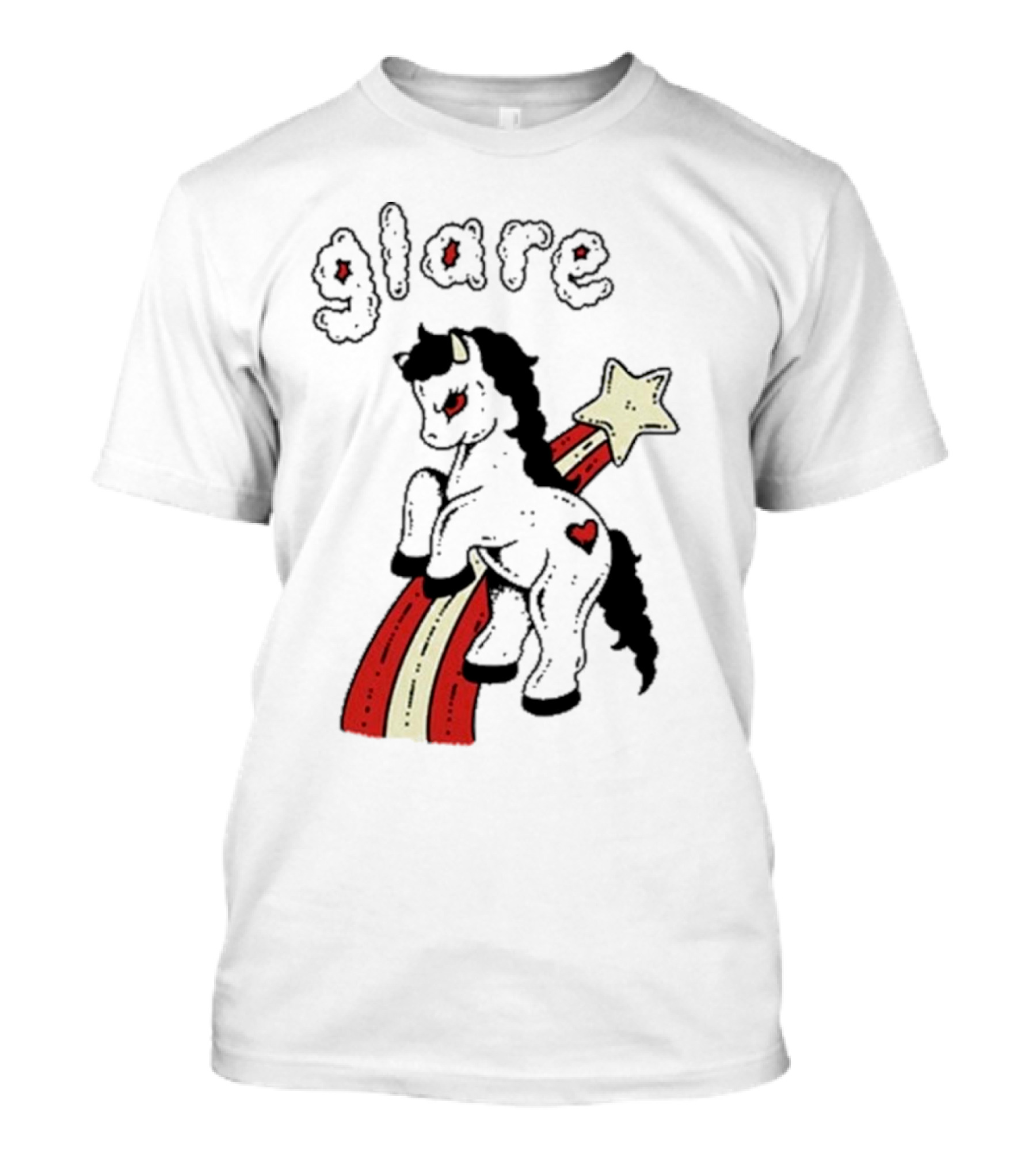 Glare Unicorn With Heart On Rainbow And Star T-Shirt