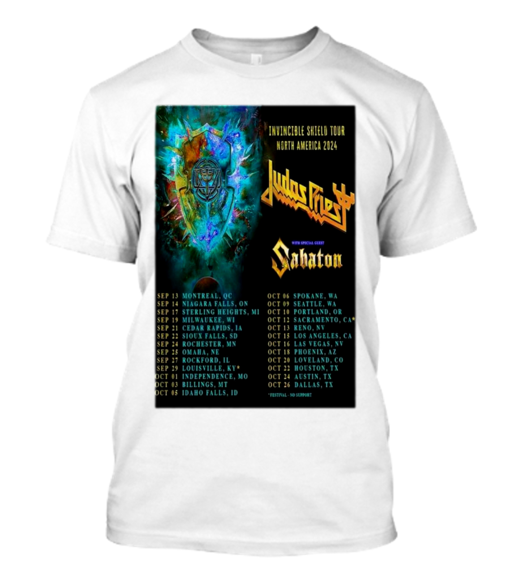 Judas Priest Invincible Shield Tour North America 2024 With Special Guest Sabaton T-Shirt