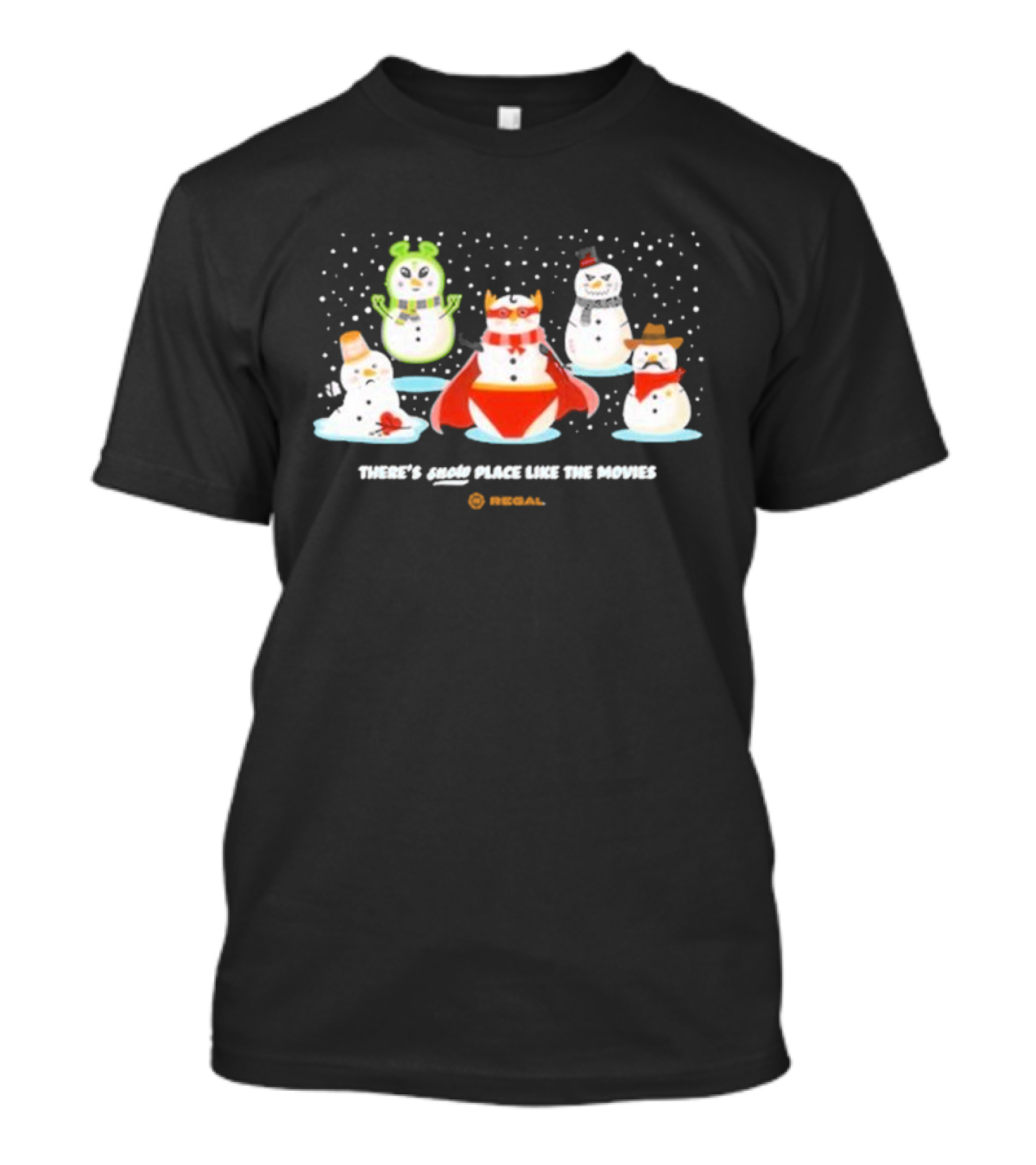 Regal Cinemas Snowmen 2024 There's Snow Place Like The Movies T-Shirt