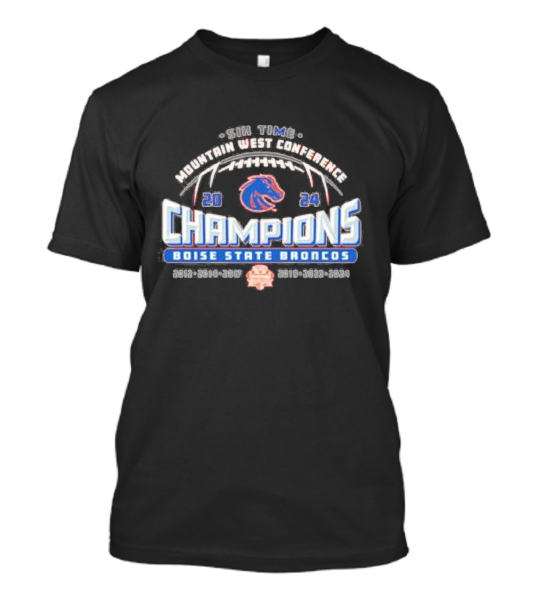 Six Time Mountain West Conference Champions Boise State Broncos T-Shirt