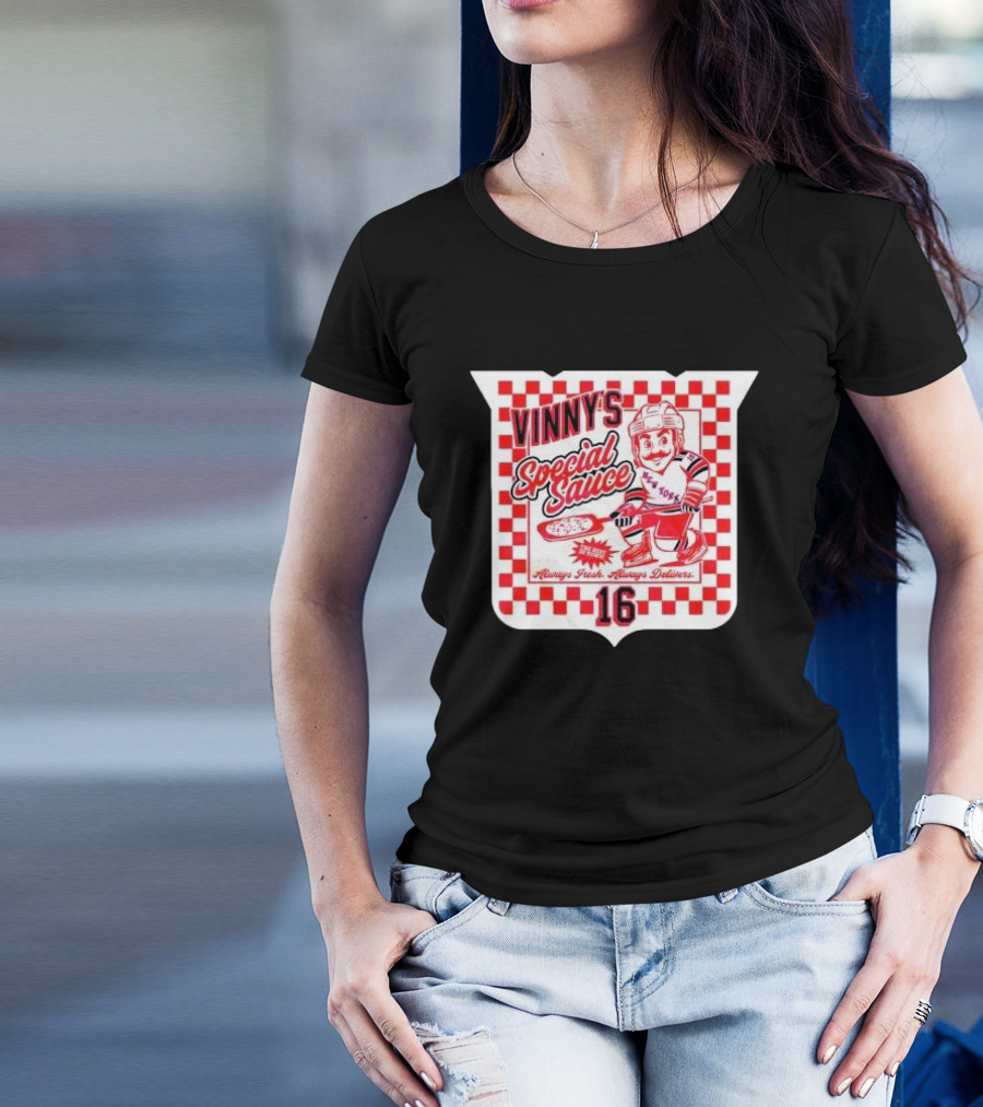 Vinny's Special Sauce Always Fresh Always Delivers New York Hockey 16 T-Shirt